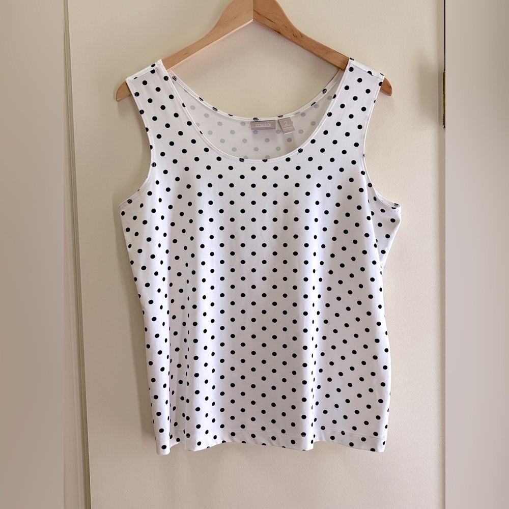 Chicos White/Black Polka Dots Tank